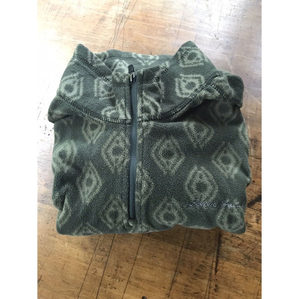 Eddie Bauer 1/4 Button Pullover SZ Large Green Fleece Hiking Outdoors New Men's - Picture 6 of 7